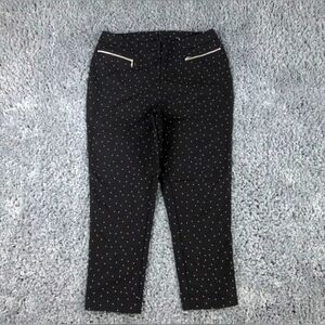 Chicos Pants Womens Size 2 Black White Polka Dot Ankle Zipper Pockets 33x25
